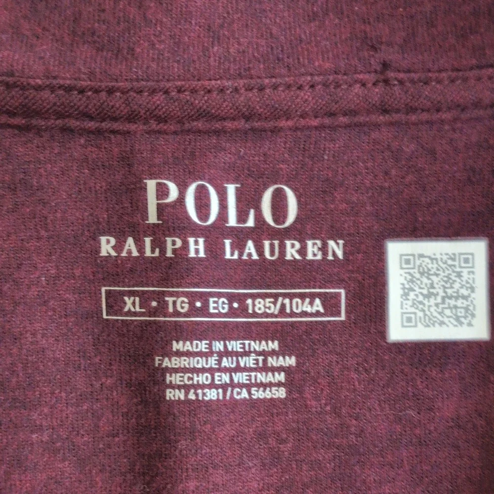Polo Ralph Lauren Quarter Zip Pullover Mens XL Burgundy Striped Sweater Soft